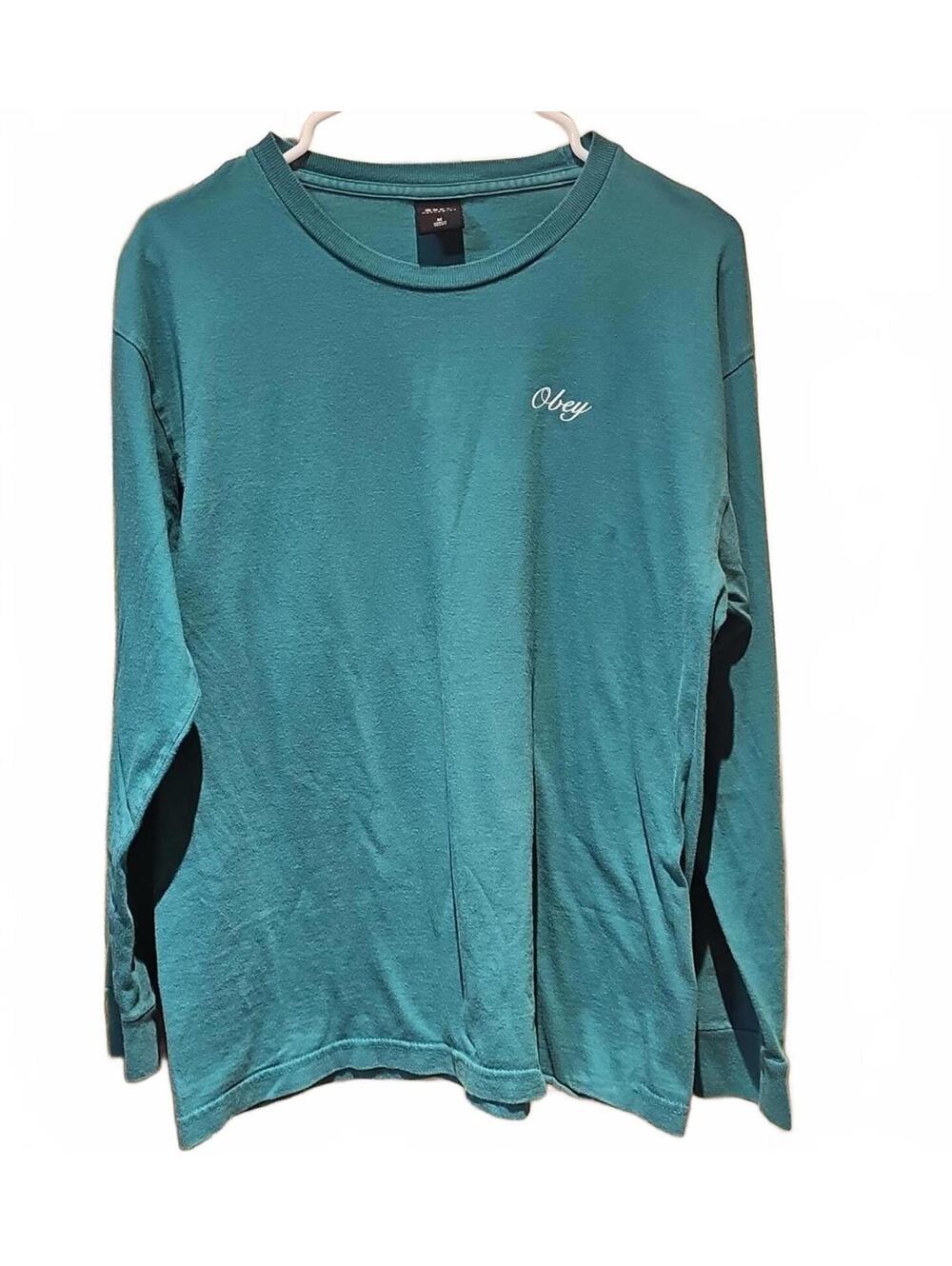 Obey Medium long sleeved Green T shirt With Cherries On Sleeves